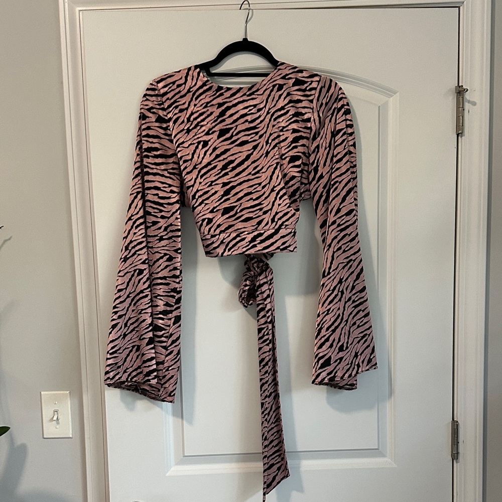 NBD Pink and Black Animal Print Blouse